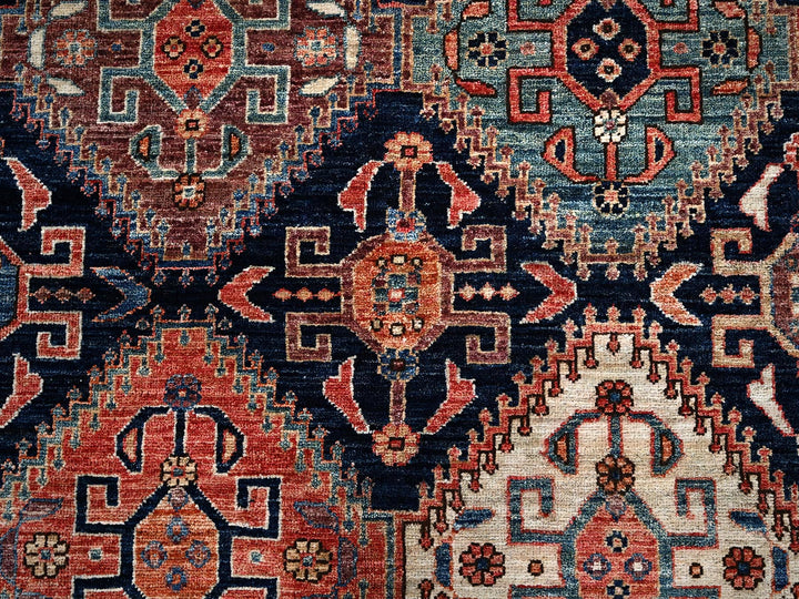 8'2" x 10'0" New Hand Knotted Blue Wool Rectangle Oriental Rug - MOA1021041