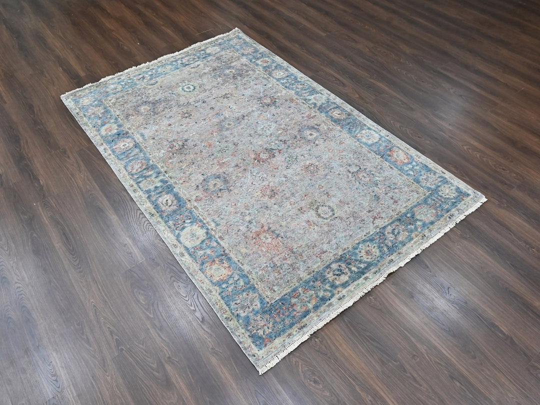 6'0" x 8'10" New Hand Knotted Pink Wool Rectangle Oriental Rug - MOA10210421