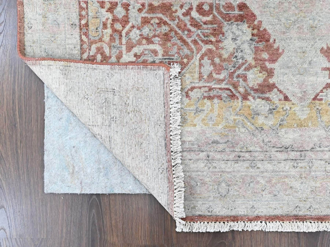 4'11" x 7'1" New Hand Knotted Ivory Wool Rectangle Oriental Rug - MOA10210422