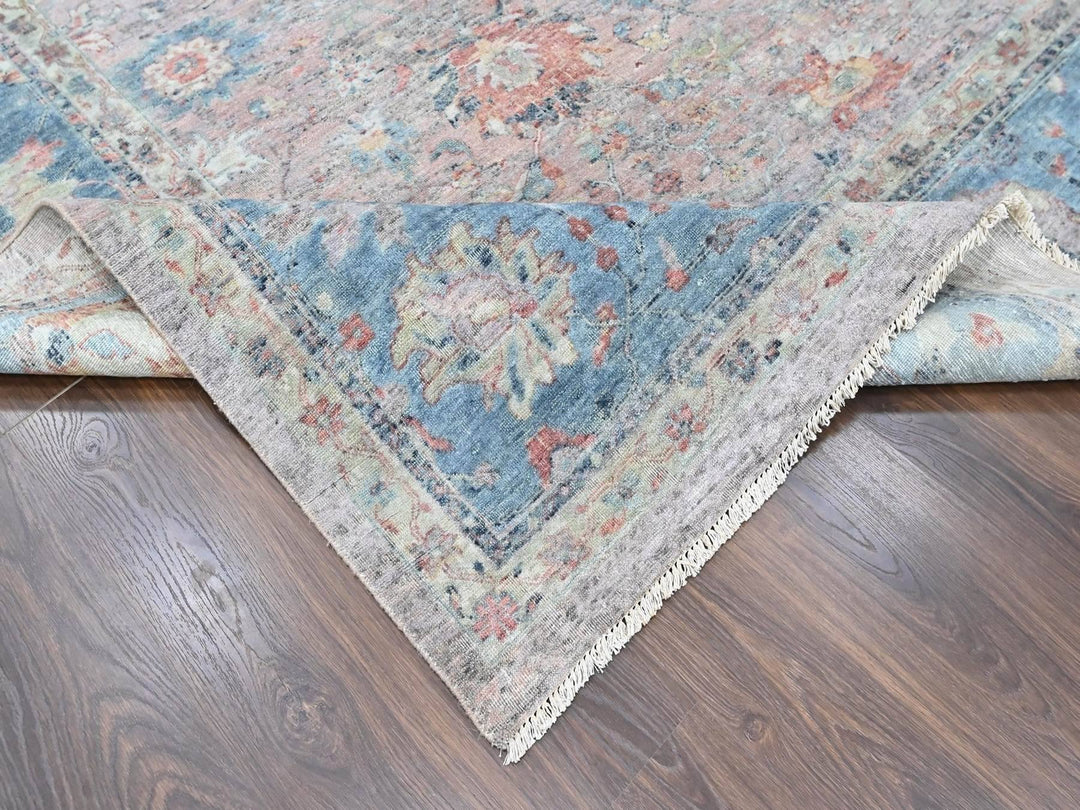 12'0" x 14'9" New Hand Knotted Pink Wool Rectangle Oriental Rug - MOA10210424