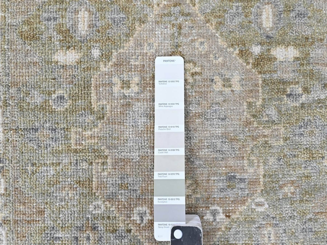 1'11" x 2'10" New Hand Knotted Green Wool Rectangle Oriental Rug - MOA10210427