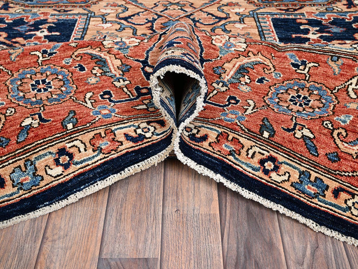 9'0" x 12'1" New Hand Knotted Blue Wool Rectangle Oriental Rug - MOA1021042