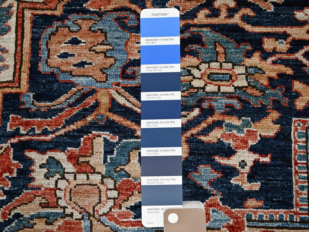 9'0" x 12'1" New Hand Knotted Blue Wool Rectangle Oriental Rug - MOA1021042