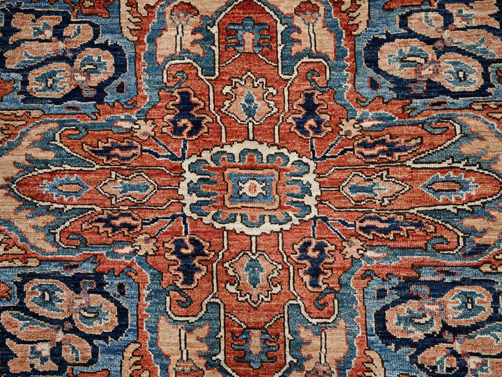 9'0" x 12'1" New Hand Knotted Blue Wool Rectangle Oriental Rug - MOA1021042