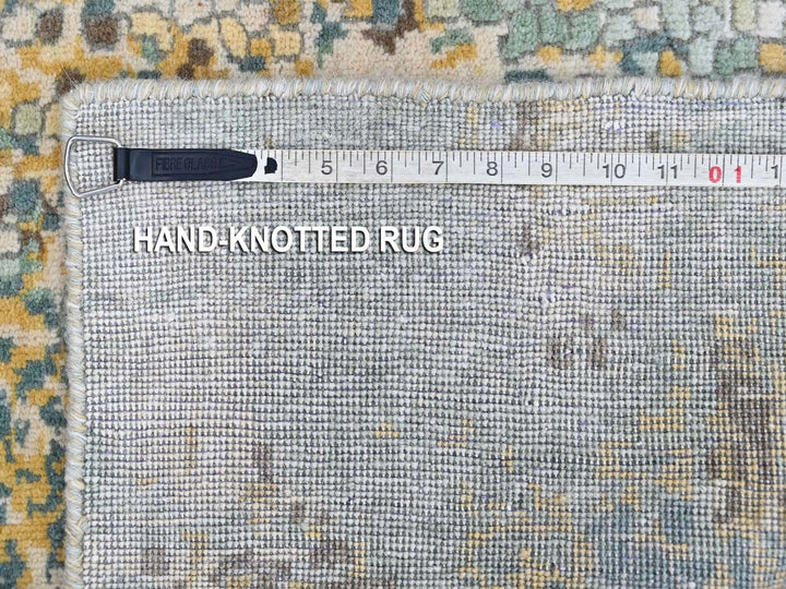 1'10" x 2'11" New Hand Knotted Green Wool & Silk Rectangle Oriental Rug - MOA10210430