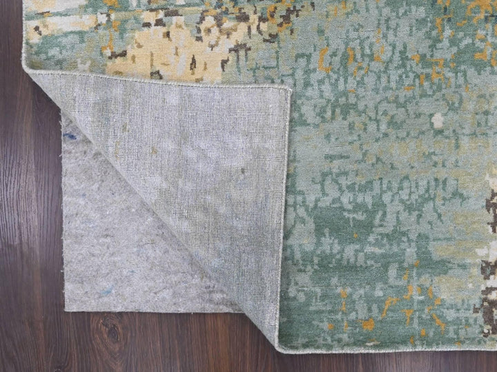 8'10" x 11'11" New Hand Knotted Ivory Wool & Silk Rectangle Oriental Rug - MOA10210434