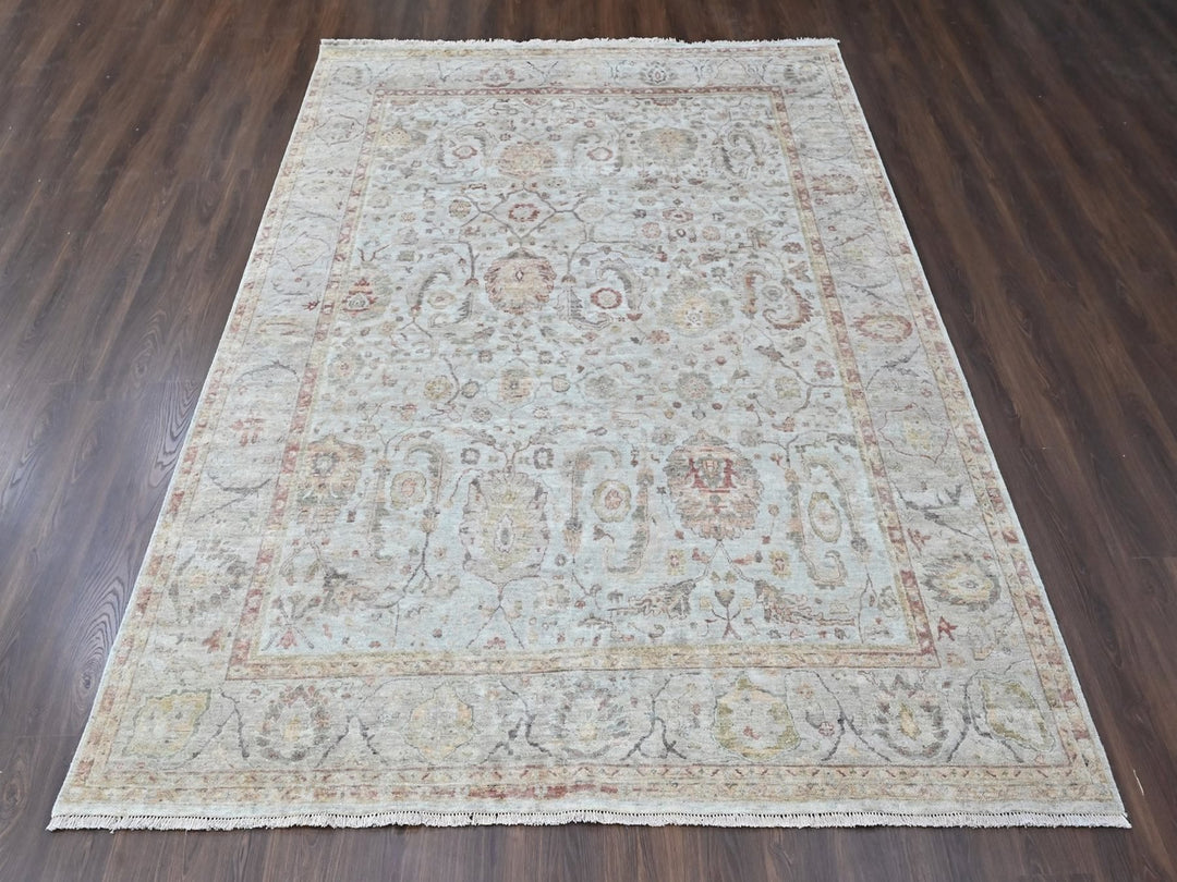 9'0" x 12'0" New Hand Knotted Grey Wool Rectangle Oriental Rug - MOA10210435