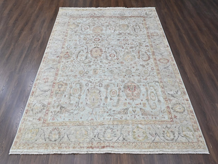 9'0" x 12'0" New Hand Knotted Grey Wool Rectangle Oriental Rug - MOA10210435