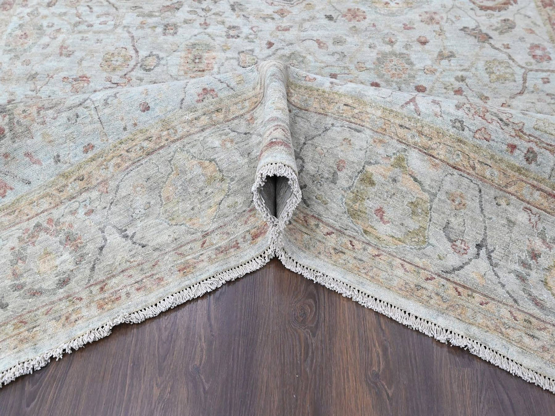 9'0" x 12'0" New Hand Knotted Grey Wool Rectangle Oriental Rug - MOA10210435