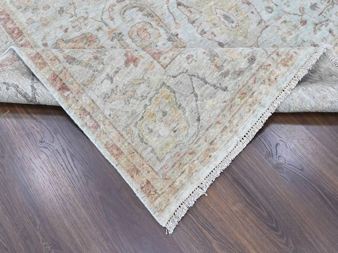 9'0" x 12'0" New Hand Knotted Grey Wool Rectangle Oriental Rug - MOA10210435