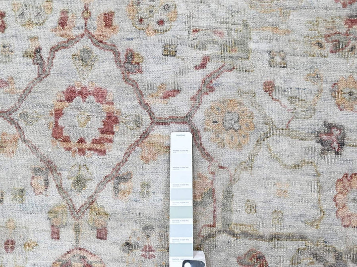 9'0" x 12'0" New Hand Knotted Grey Wool Rectangle Oriental Rug - MOA10210435