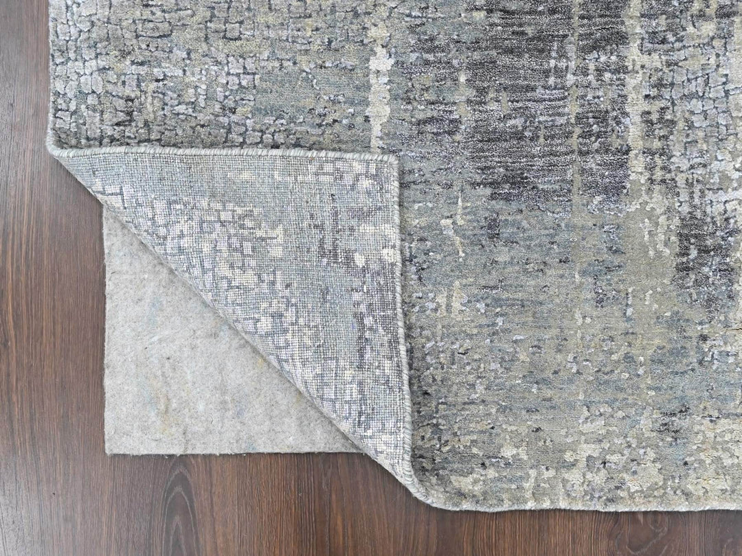 5'0" x 6'11" New Hand Knotted Ivory Wool & Silk Rectangle Oriental Rug - MOA10210437