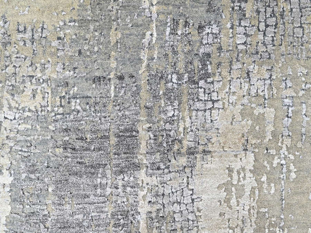 5'0" x 6'11" New Hand Knotted Ivory Wool & Silk Rectangle Oriental Rug - MOA10210437