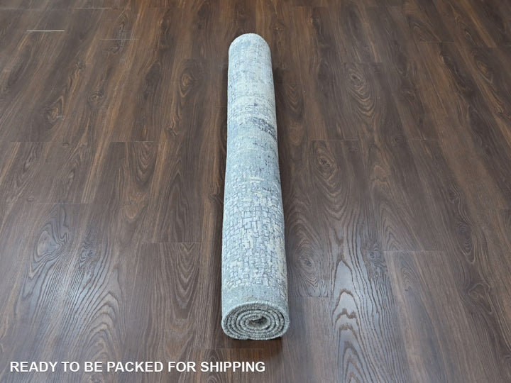 5'0" x 6'11" New Hand Knotted Ivory Wool & Silk Rectangle Oriental Rug - MOA10210437