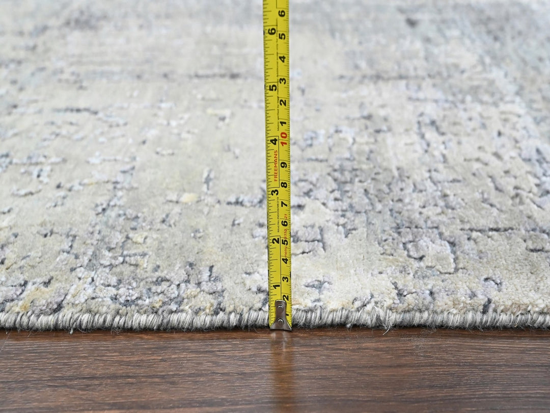 5'0" x 6'11" New Hand Knotted Ivory Wool & Silk Rectangle Oriental Rug - MOA10210437