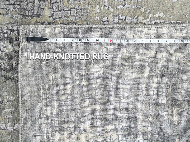 5'0" x 6'11" New Hand Knotted Ivory Wool & Silk Rectangle Oriental Rug - MOA10210437