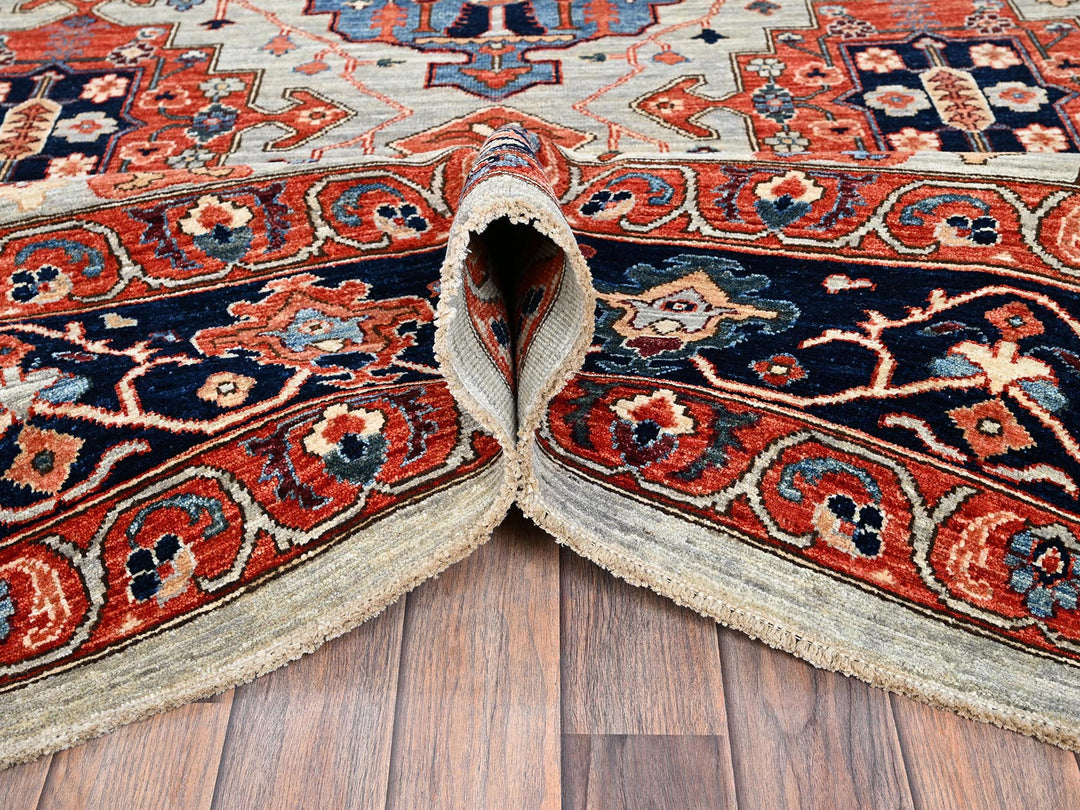 8'10" x 11'10" New Hand Knotted Grey Wool Rectangle Oriental Rug - MOA1021043