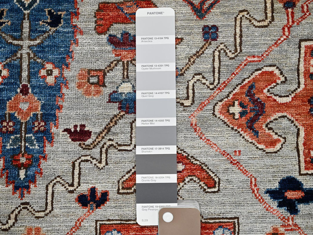 8'10" x 11'10" New Hand Knotted Grey Wool Rectangle Oriental Rug - MOA1021043