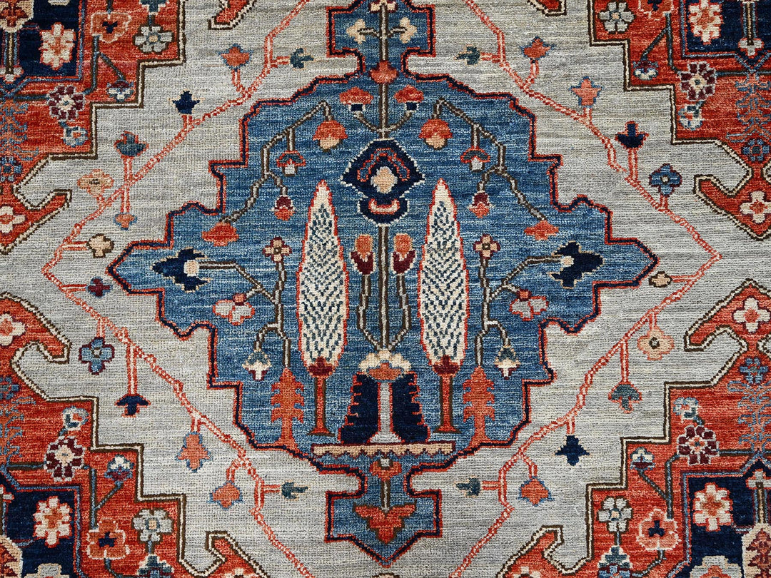 8'10" x 11'10" New Hand Knotted Grey Wool Rectangle Oriental Rug - MOA1021043