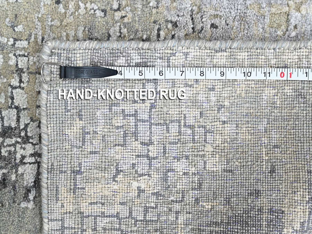 2'0" x 3'0" New Hand Knotted Grey Wool & Silk Rectangle Oriental Rug - MOA10210441