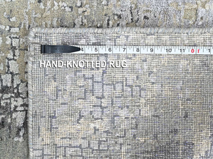 2'0" x 3'0" New Hand Knotted Grey Wool & Silk Rectangle Oriental Rug - MOA10210441