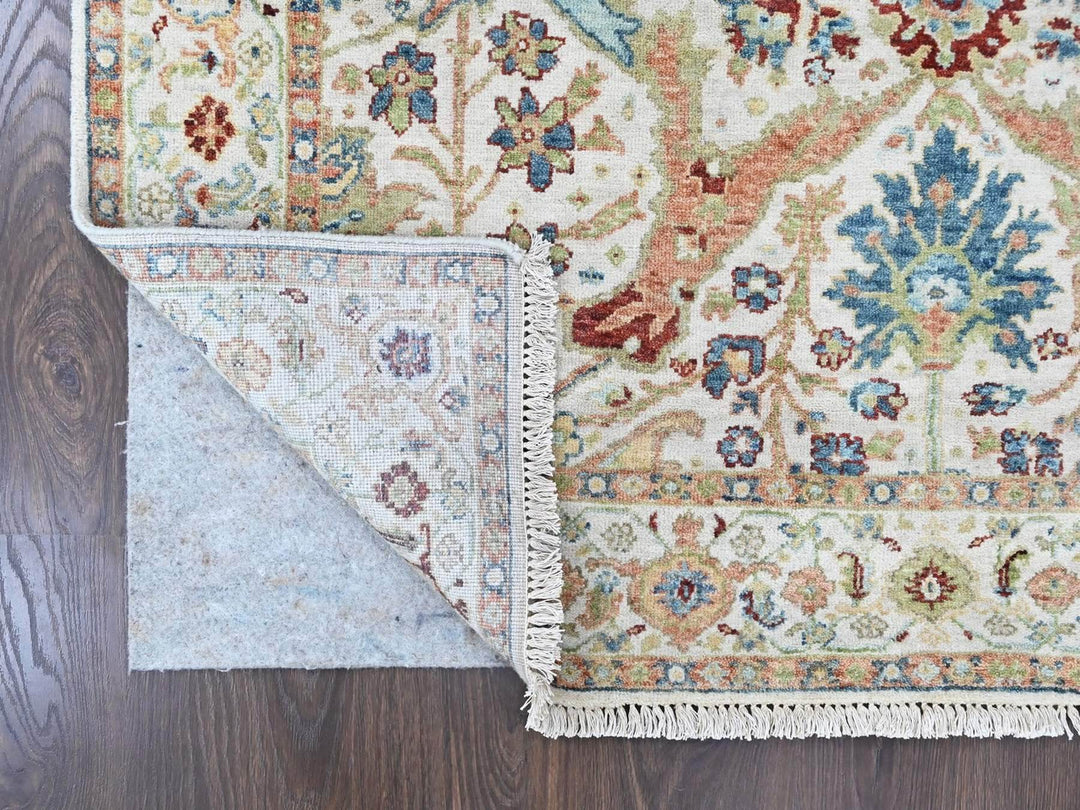 5'0" x 6'10" New Hand Knotted Ivory Wool Rectangle Oriental Rug - MOA10210446