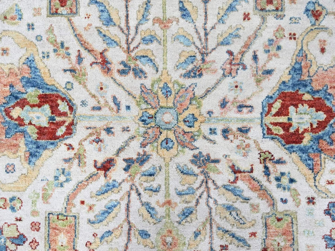 5'0" x 6'10" New Hand Knotted Ivory Wool Rectangle Oriental Rug - MOA10210446