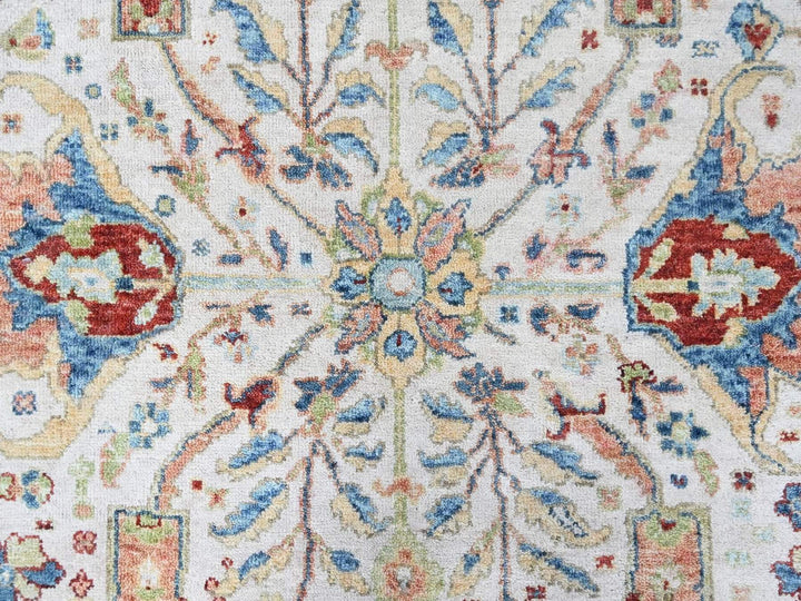 5'0" x 6'10" New Hand Knotted Ivory Wool Rectangle Oriental Rug - MOA10210446