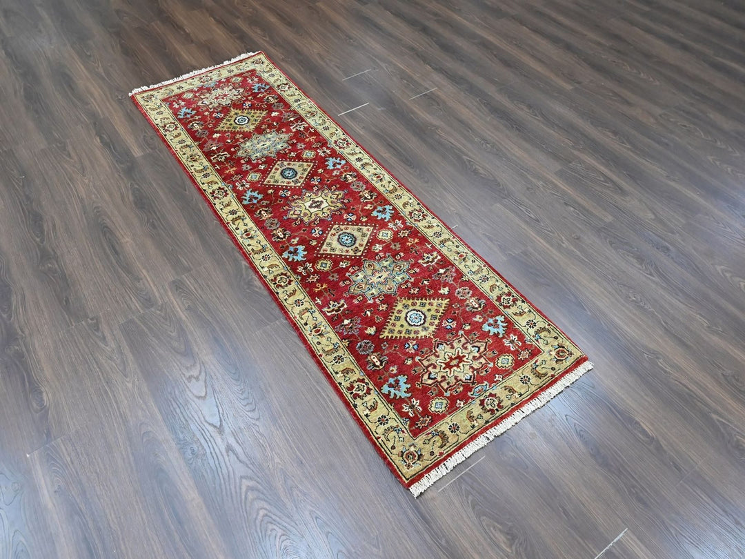 2'7" x 8'1" New Hand Knotted Red Wool Runner Oriental Rug - MOA10210447