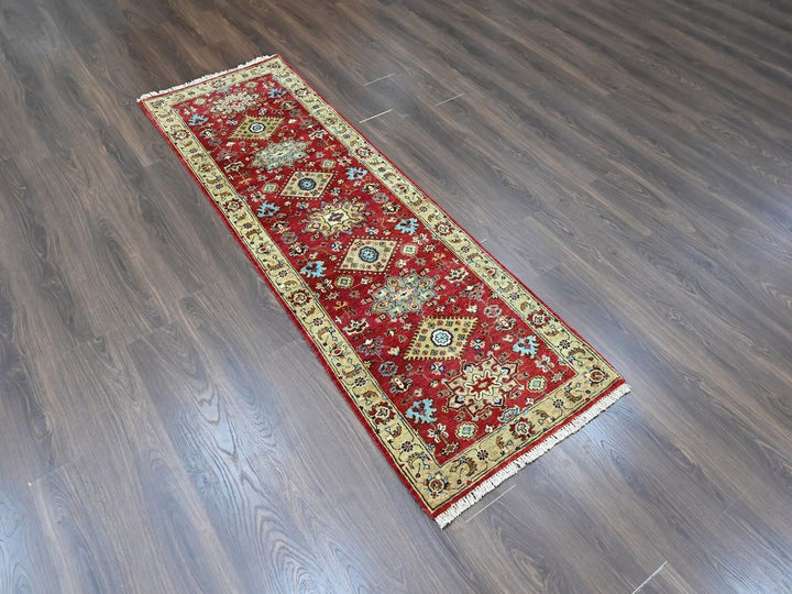 2'7" x 8'1" New Hand Knotted Red Wool Runner Oriental Rug - MOA10210447