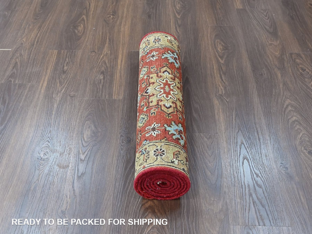 2'7" x 8'1" New Hand Knotted Red Wool Runner Oriental Rug - MOA10210447