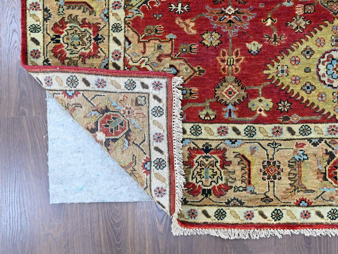 6'0" x 8'11" New Hand Knotted Red Wool Rectangle Oriental Rug - MOA10210448