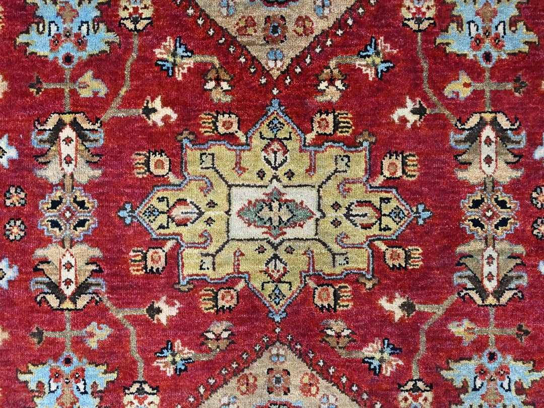 6'0" x 8'11" New Hand Knotted Red Wool Rectangle Oriental Rug - MOA10210448