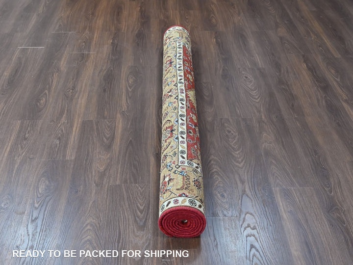 6'0" x 8'11" New Hand Knotted Red Wool Rectangle Oriental Rug - MOA10210448