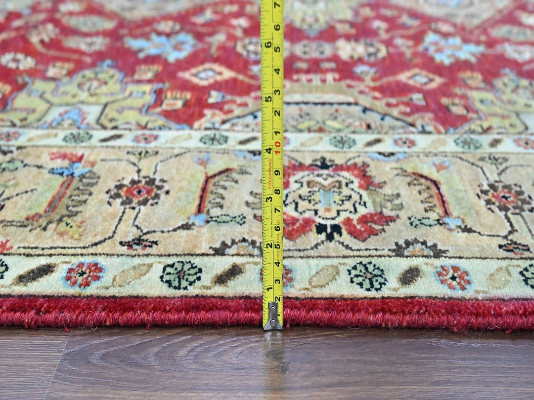 6'0" x 8'11" New Hand Knotted Red Wool Rectangle Oriental Rug - MOA10210448