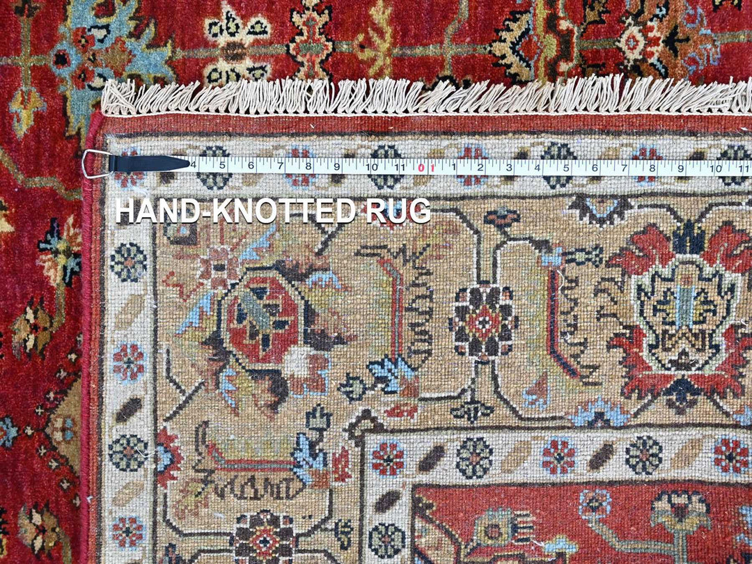 6'0" x 8'11" New Hand Knotted Red Wool Rectangle Oriental Rug - MOA10210448