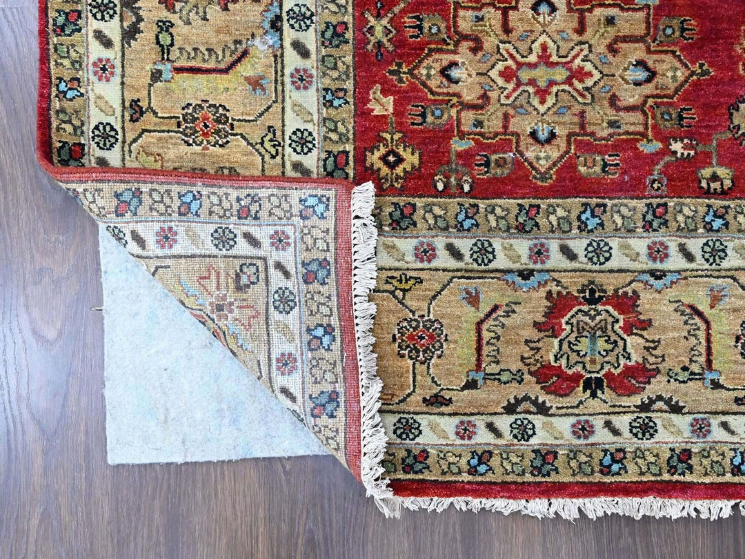 8'0" x 9'10" New Hand Knotted Red Wool Rectangle Oriental Rug - MOA10210449