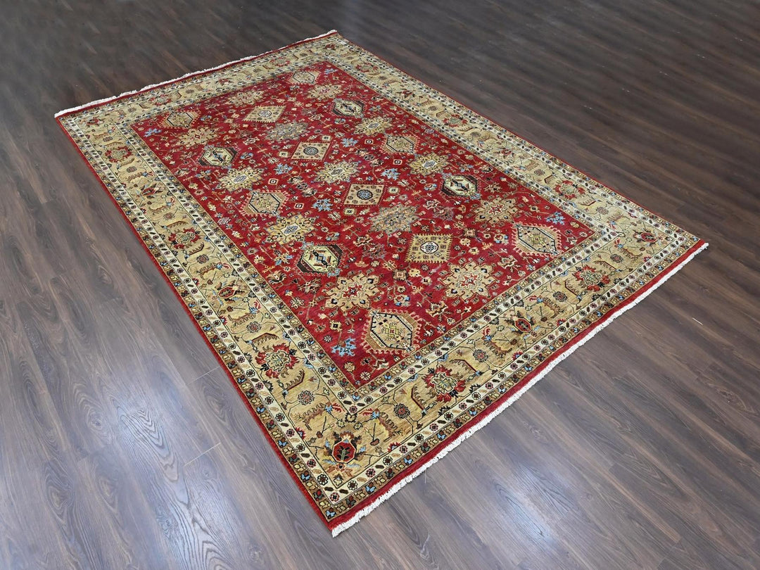 10'0" x 13'11" New Hand Knotted Red Wool Rectangle Oriental Rug - MOA10210450