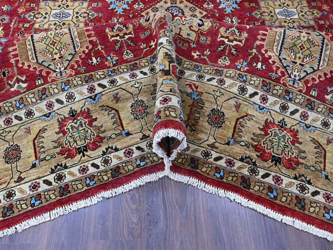 10'0" x 13'11" New Hand Knotted Red Wool Rectangle Oriental Rug - MOA10210450