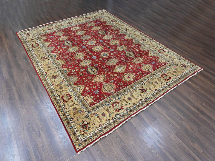 12'0" x 14'9" New Hand Knotted Red Wool Rectangle Oriental Rug - MOA10210451