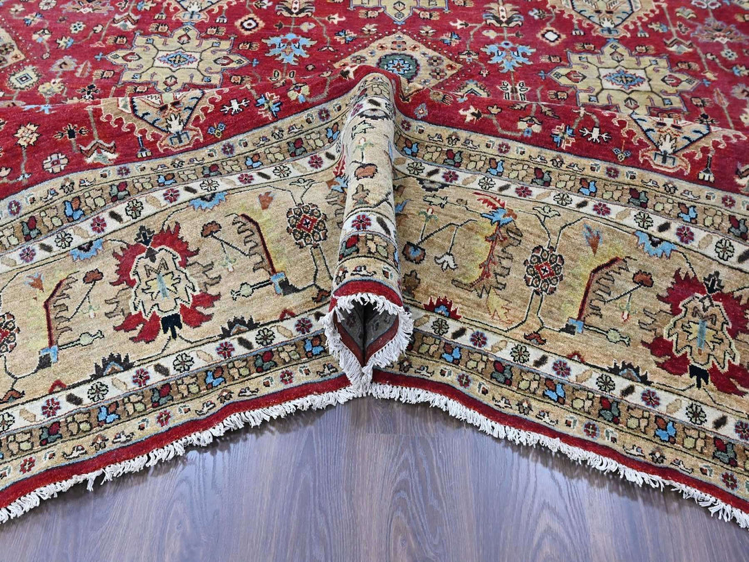 12'0" x 14'9" New Hand Knotted Red Wool Rectangle Oriental Rug - MOA10210451