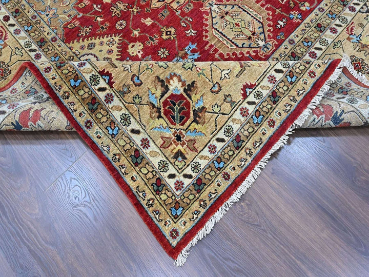 12'0" x 14'9" New Hand Knotted Red Wool Rectangle Oriental Rug - MOA10210451