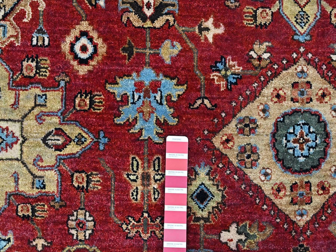 12'0" x 14'9" New Hand Knotted Red Wool Rectangle Oriental Rug - MOA10210451