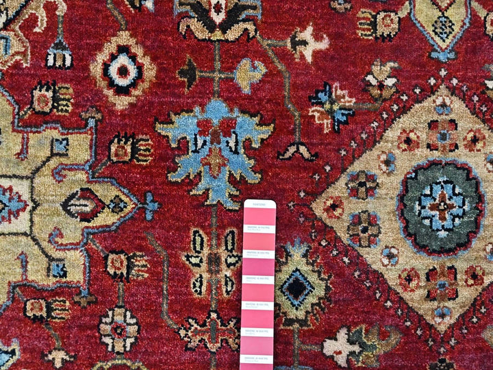 12'0" x 14'9" New Hand Knotted Red Wool Rectangle Oriental Rug - MOA10210451