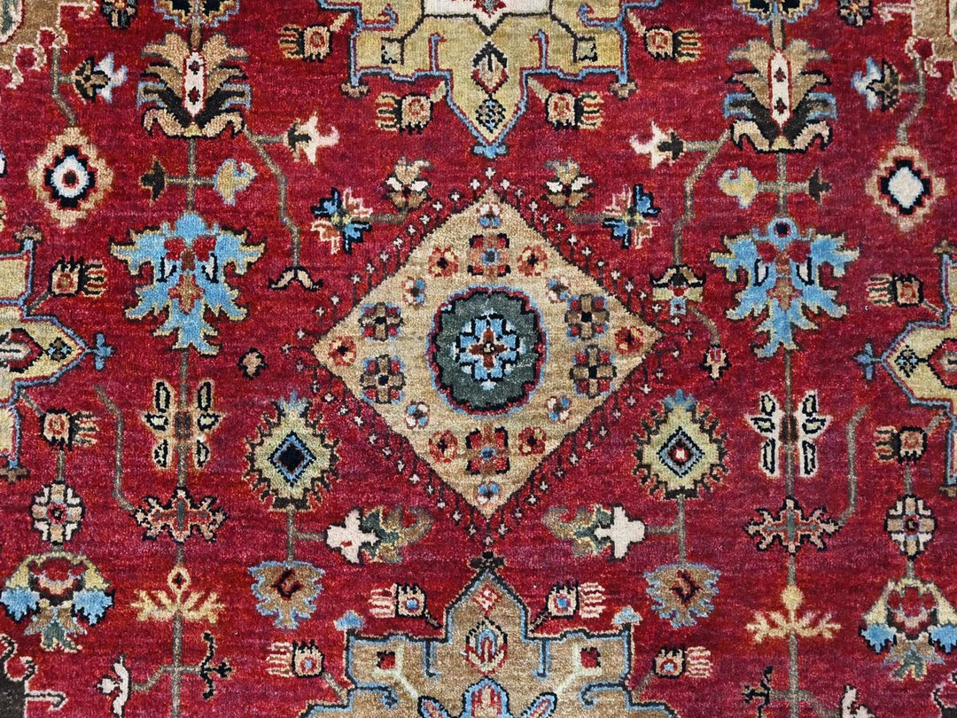 12'0" x 14'9" New Hand Knotted Red Wool Rectangle Oriental Rug - MOA10210451