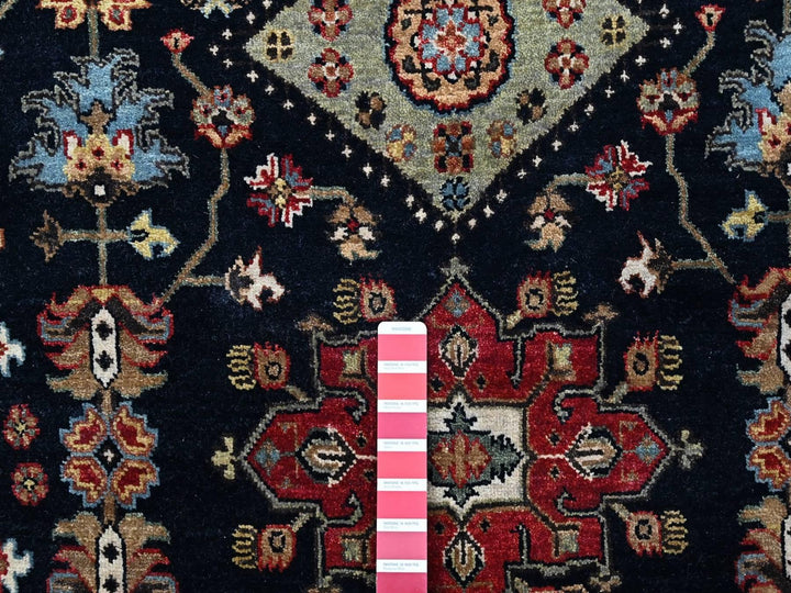 5'11" x 6'0" New Hand Knotted Black Wool Round Oriental Rug - MOA10210453