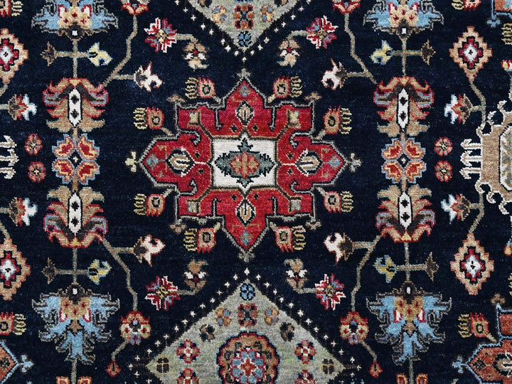 5'11" x 6'0" New Hand Knotted Black Wool Round Oriental Rug - MOA10210453