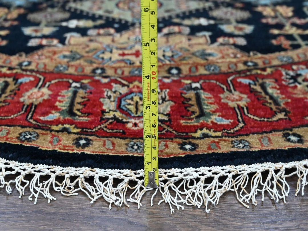 5'11" x 6'0" New Hand Knotted Black Wool Round Oriental Rug - MOA10210453