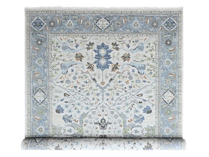 12'0" x 17'8" New Hand Knotted Grey Wool Rectangle Oriental Rug - MOA10210457