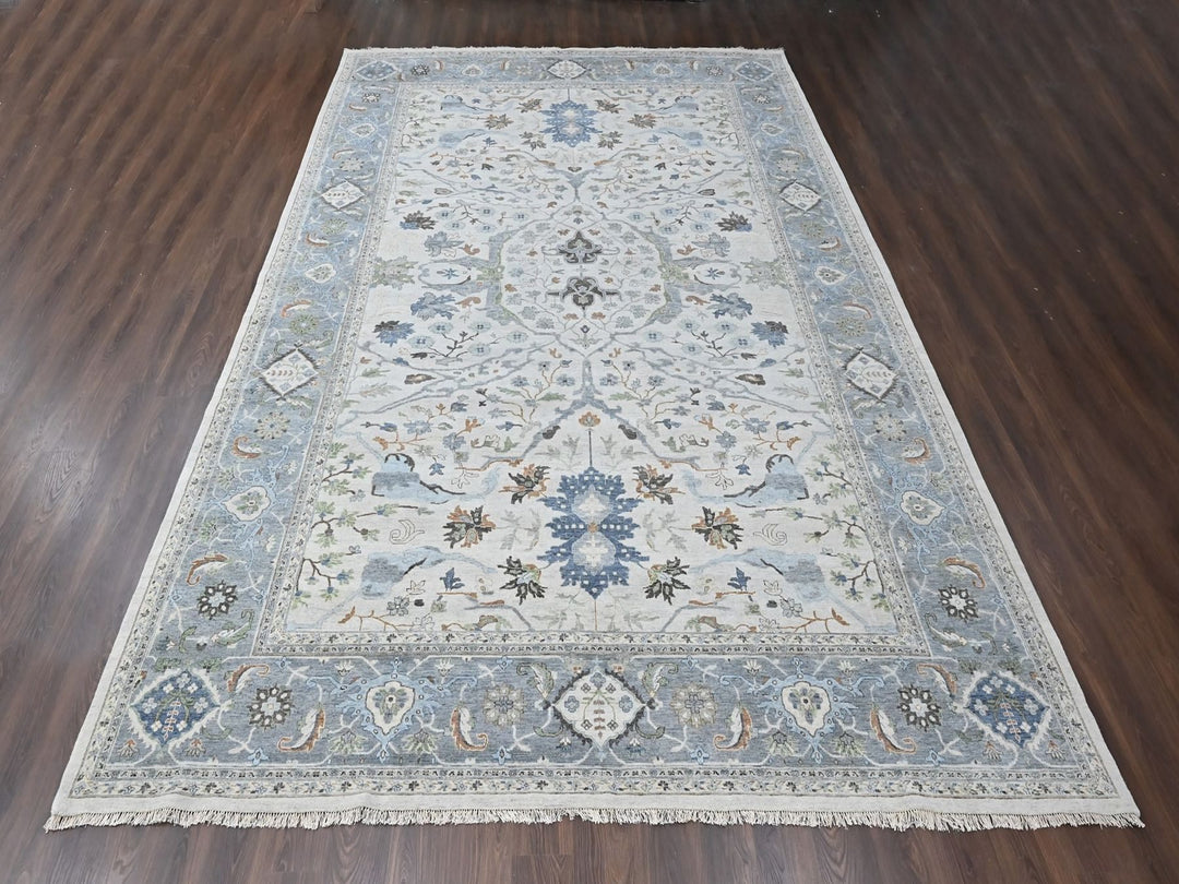 12'0" x 17'8" New Hand Knotted Grey Wool Rectangle Oriental Rug - MOA10210457